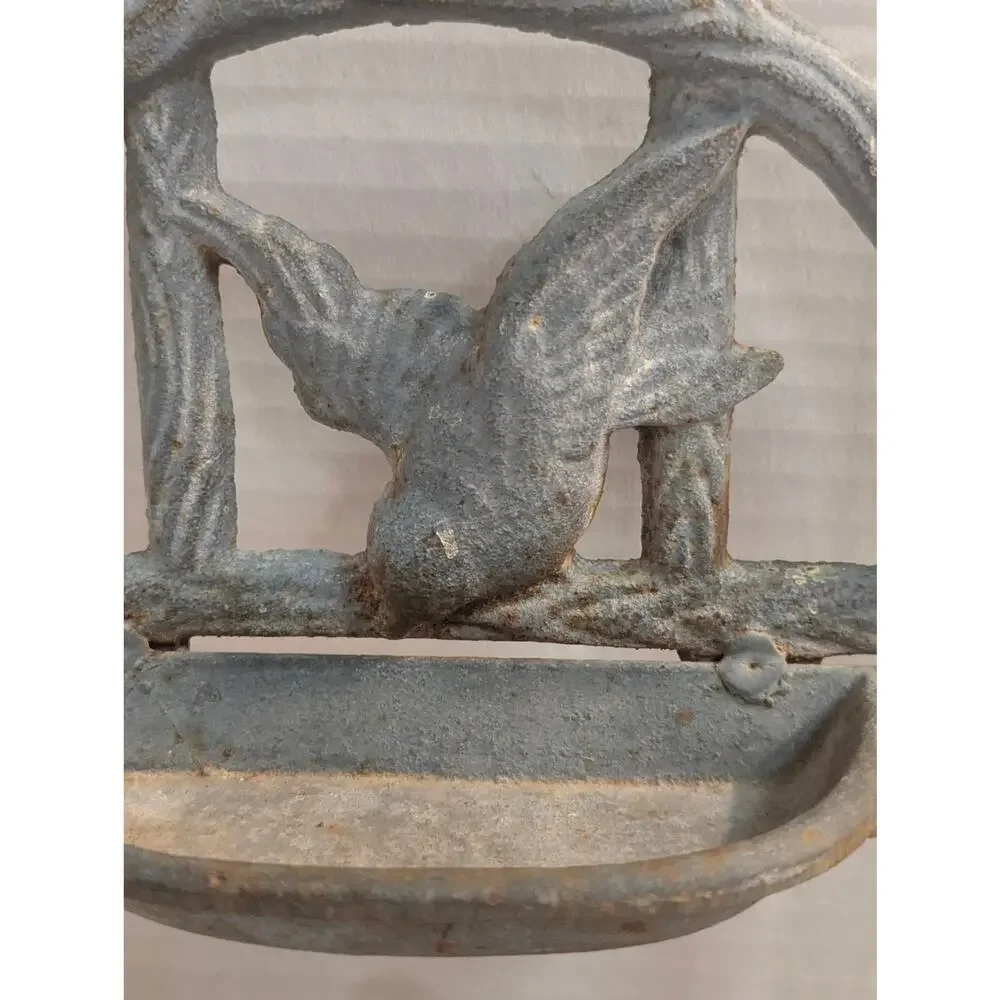 Vintage Cast Iron Songbirds Two Tier Wall Mount Bird Feeder Bath Planter